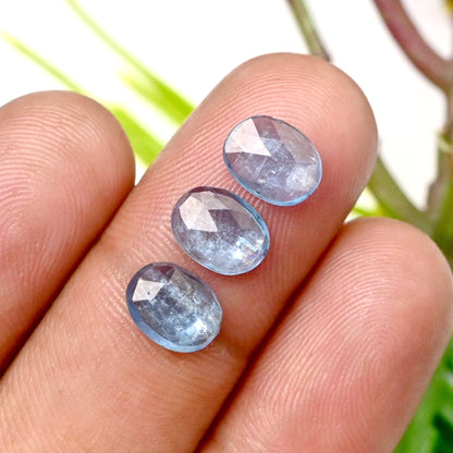 40,90 ct. Aquamarin-Kyanit, 6 x 8 mm, Rosenschliff, ovale Form, Edelsteinklasse AA, Paket – insgesamt 32 Stück