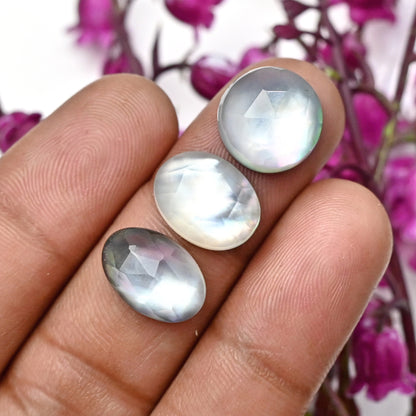 56.05cts Tahitian MOP Doublet Cabochons 11x14mm - 9x13mm Mix Shape AA Grade Gemstone Parcel -Total 10 Pcs