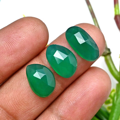 59.70cts Green onyx Rose Cut 8x15mm, 9x13mm AA Grade Gemstone Parcel - Total 20 Pcs