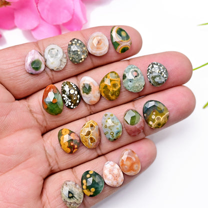 50.6 carats Ocean Jasper Freeform Shape Rosecut 9x13mm - 10x12mm AA Grade Gemstone Parcel - Total 20 Pcs