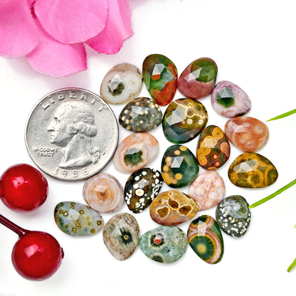 50.6 carats Ocean Jasper Freeform Shape Rosecut 9x13mm - 10x12mm AA Grade Gemstone Parcel - Total 20 Pcs