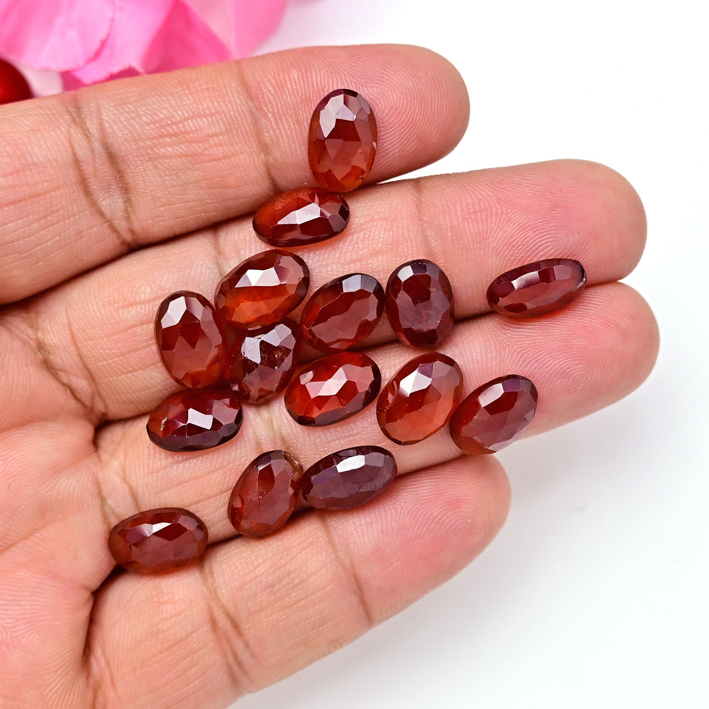 62.40cts Natural Hessonite 8x12mm Garnet Calibrated Rose Cut Cabochon Oval Shape AA Grade Gemstone Parcel -Total 15 Pcs