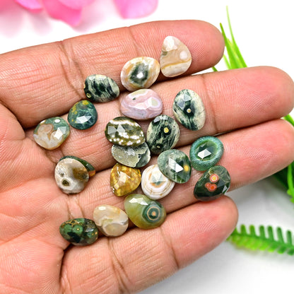 47.40 carats Ocean Jasper Freeform Shape Rosecut 9x13mm - 10x12mm AA Grade Gemstone Parcel - Total 20 Pcs