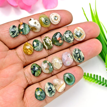 47.40 carats Ocean Jasper Freeform Shape Rosecut 9x13mm - 10x12mm AA Grade Gemstone Parcel - Total 20 Pcs