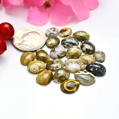 65.60 carats Ocean Jasper Freeform Shape Rosecut 11x14mm - 9x11mm AA Grade Gemstone Parcel - Total 20 Pcs