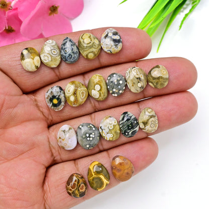 63.20 carats Ocean Jasper Freeform Shape Rosecut 9x11mm - 10x13mm AA Grade Gemstone Parcel - Total 20 Pcs