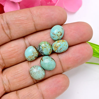 25.90cts Kingman Turquoise Smooth Cabochons Oval shape 10x12mm AA Grade Loose Gemstone - Total 6 pcs