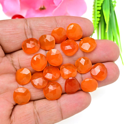 63.90cts Natural Carnelian 11x12mm Freeform Shape  Rose Cut Cabochon AA Grade Gemstone Parcel -Total 18 Pcs