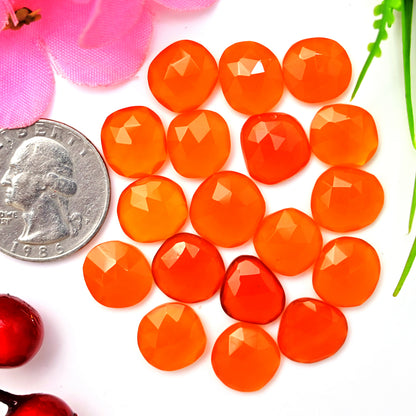 63.90cts Natural Carnelian 11x12mm Freeform Shape  Rose Cut Cabochon AA Grade Gemstone Parcel -Total 18 Pcs