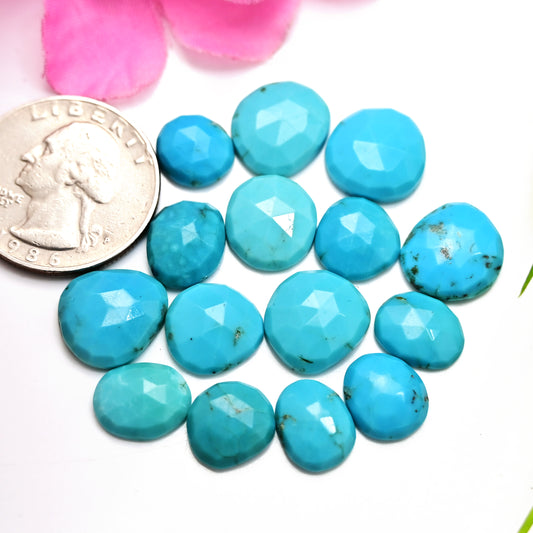 50.80cts Kingman Turquoise Smooth Cabochons Oval shape 12x13mm - 9x11mm AA Grade Loose Gemstone - Total 15 pcs