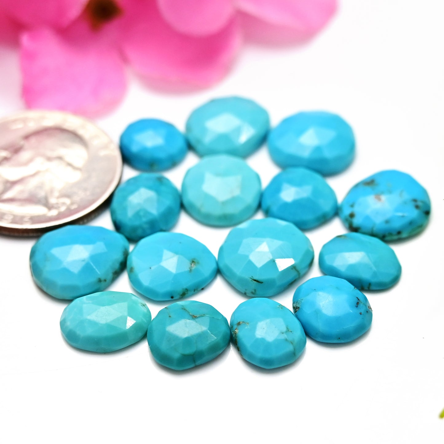 50.80cts Kingman Turquoise Smooth Cabochons Oval shape 12x13mm - 9x11mm AA Grade Loose Gemstone - Total 15 pcs