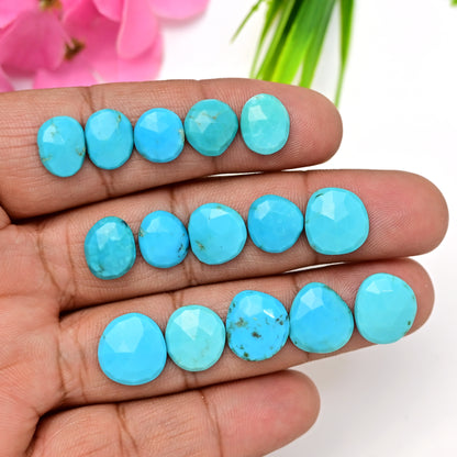 50.80cts Kingman Turquoise Smooth Cabochons Oval shape 12x13mm - 9x11mm AA Grade Loose Gemstone - Total 15 pcs