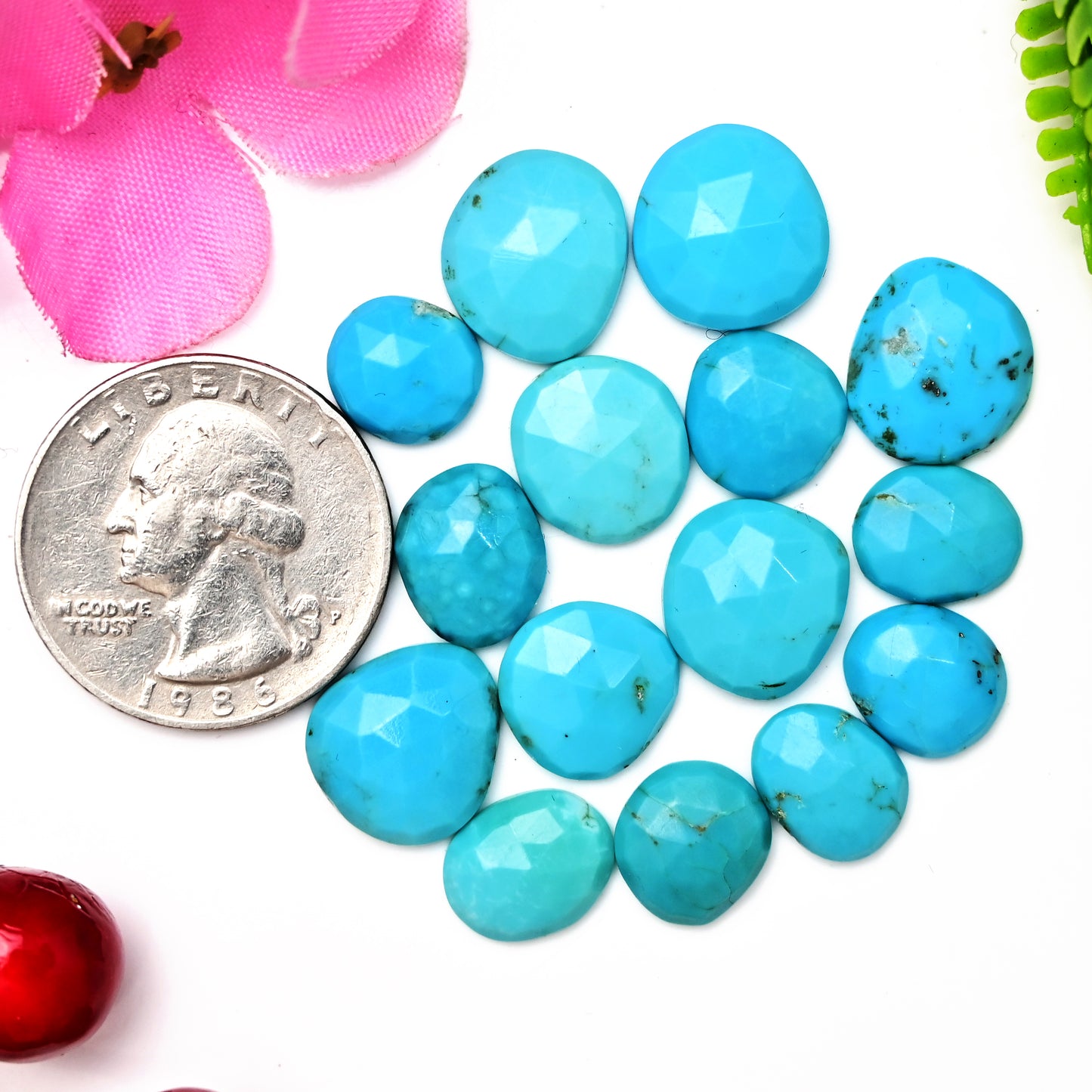 50.80cts Kingman Turquoise Smooth Cabochons Oval shape 12x13mm - 9x11mm AA Grade Loose Gemstone - Total 15 pcs