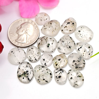 79.20cts Dot Rutile Quartz Rosecut 12x16mm - 9x11mm Free Form Shape AA Grade Gemstone Parcel - Total 16 Pcs