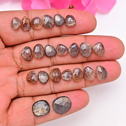 44.90cts.Rainbow Lattice Sunstone Rose Cut 10x12mm - 7x9mm  AA Grade Gemstone Parcel - Total 22 Pcs