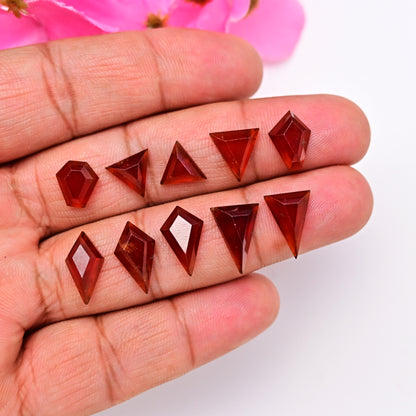 31cts Hessonite Garnet Step Cut 10x14mm - 9x9mm  Rose Cut  AA Grade Gemstone Parcel -Total 10 Pcs