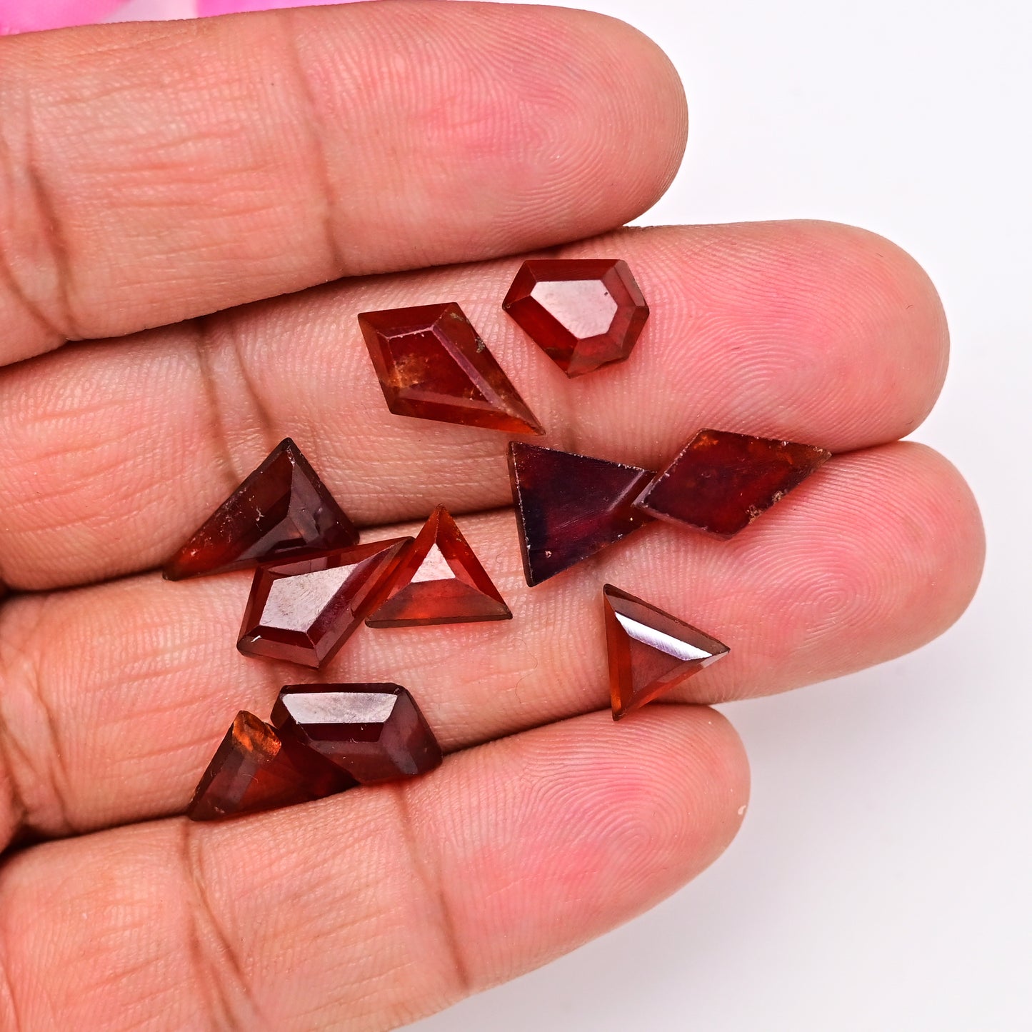 31cts Hessonite Garnet Step Cut 10x14mm - 9x9mm  Rose Cut  AA Grade Gemstone Parcel -Total 10 Pcs