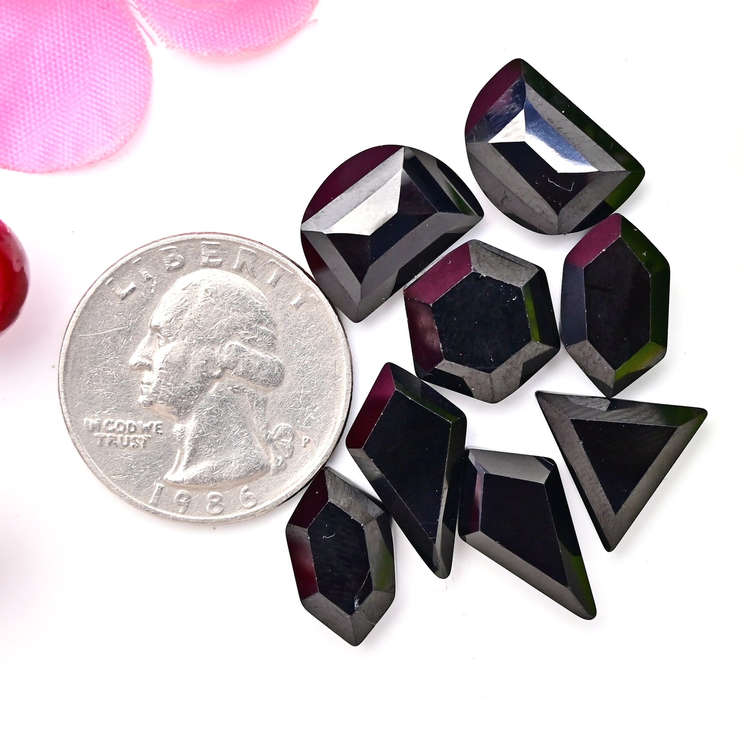 29,8 ct schwarzer Onyx, Rosenschliff-Cabochon, 8 mm, runde Form, Edelsteinpaket der Güteklasse AA, insgesamt 15 Stück