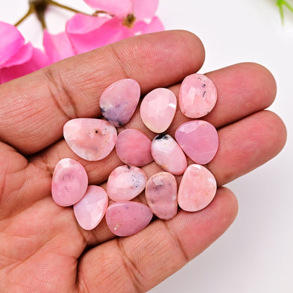 35.30cts Pink Opal Rose Cut Cabochon 9x14mm - 13x16mm AA Grade Gemstone Parcel - Total 13 Pcs