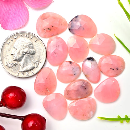 35.30cts Pink Opal Rose Cut Cabochon 9x14mm - 13x16mm AA Grade Gemstone Parcel - Total 13 Pcs