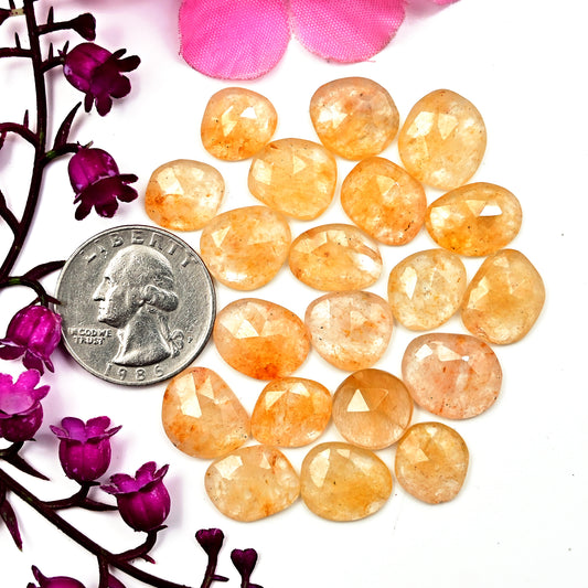 80.10cts Yellow Aventurine Rose Cut 13x15mm - 11x14mm AA Grade Gemstone Parcel -Total 20 Pcs