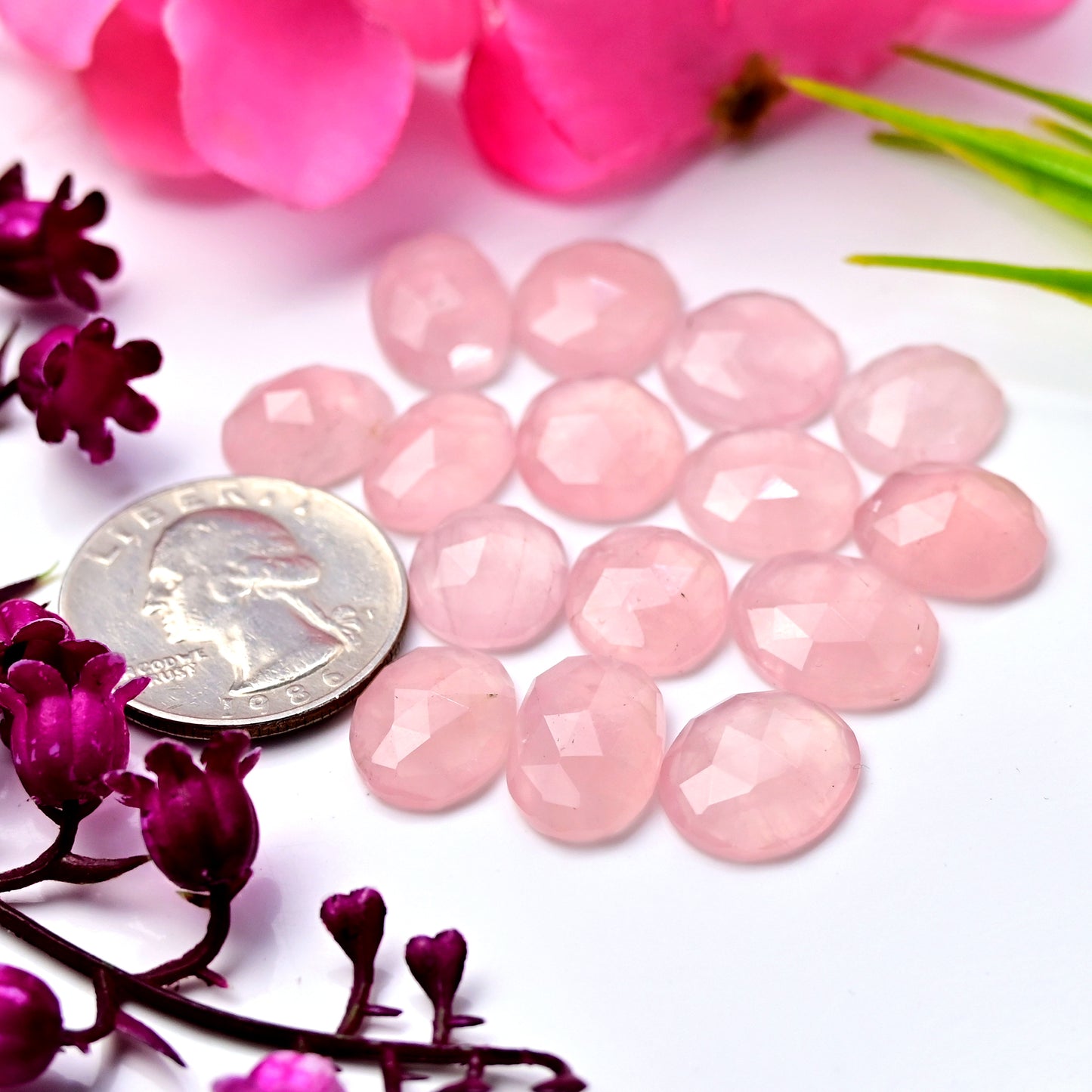 71.80cts Rose Quartz Freeform Shape 10x16mm - 9x14mm AA Grade Gemstone Parcel - Total 15 Pcs in One