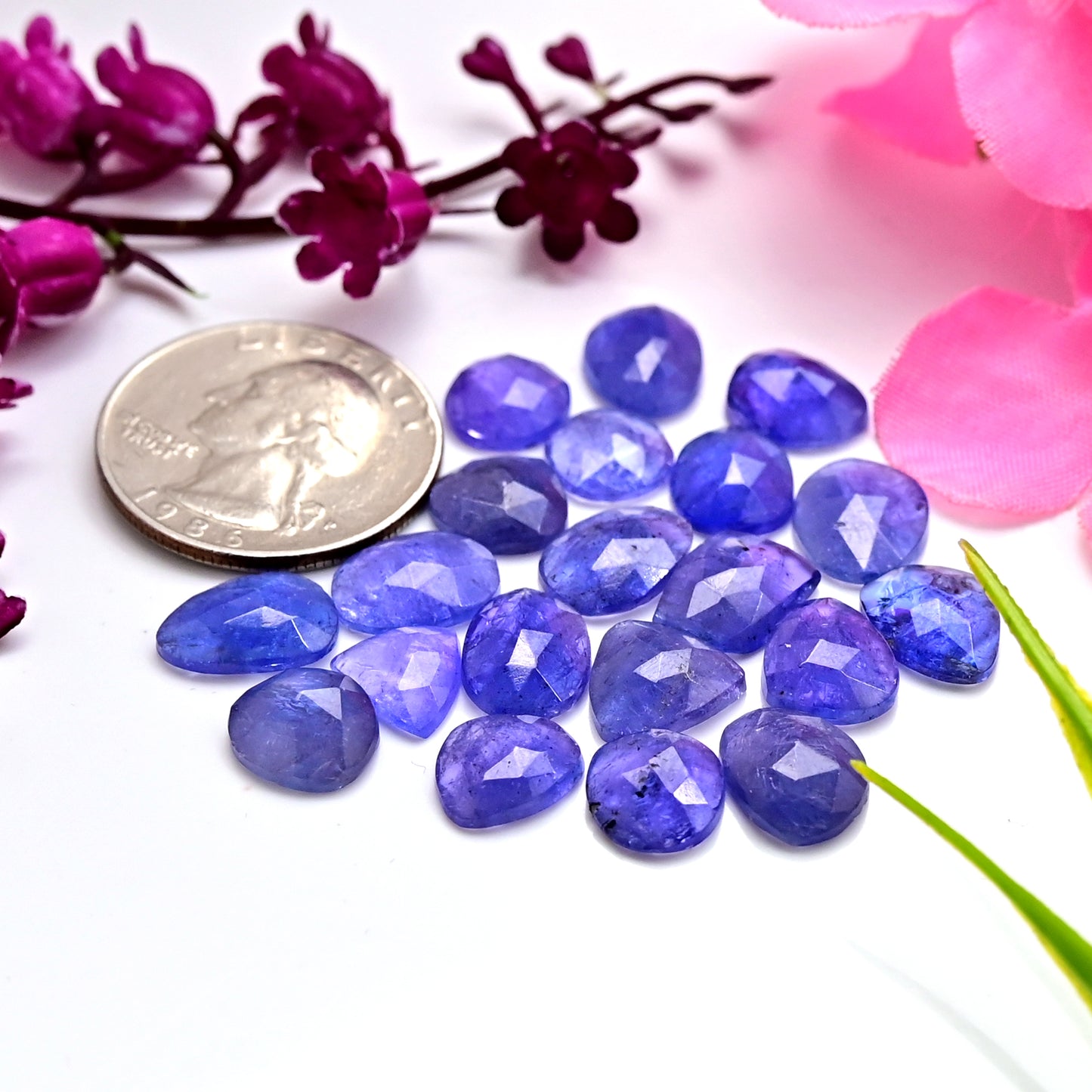 53.80cts Tanzanite Rosecut 8x10mm - 9x12mm Mix Shape AA Grade Gemstone Parcel -Total 20 Pcs