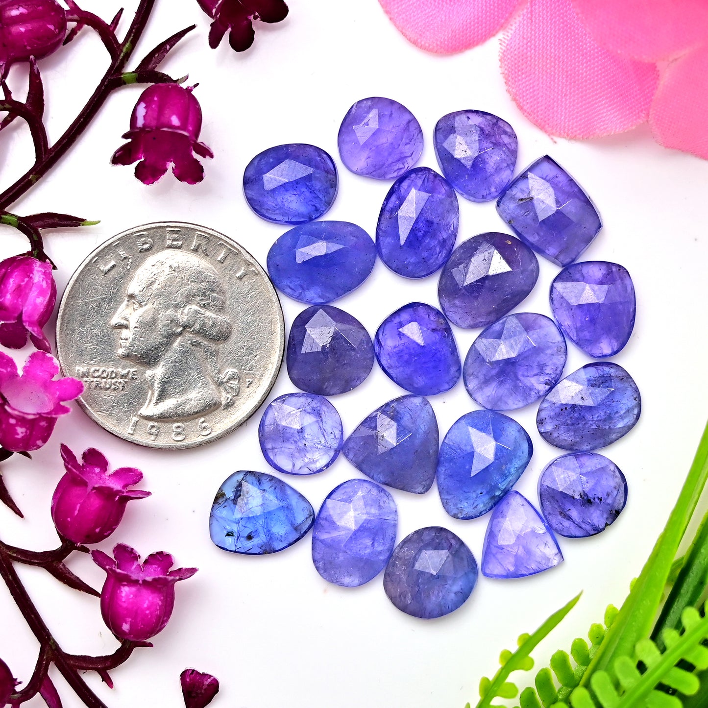 53.80cts Tanzanite Rosecut 8x10mm - 9x12mm Mix Shape AA Grade Gemstone Parcel -Total 20 Pcs