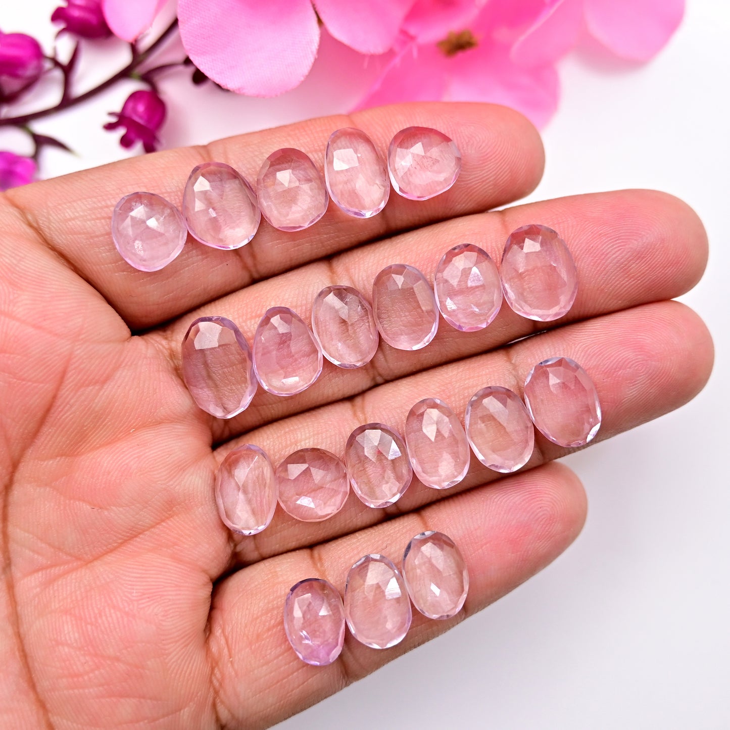 60.50cts Lavender Quartz Rose Cut Freeform Shape 10x14mm, 9x12mm AA Grade Gemstone -Total 20 PCS