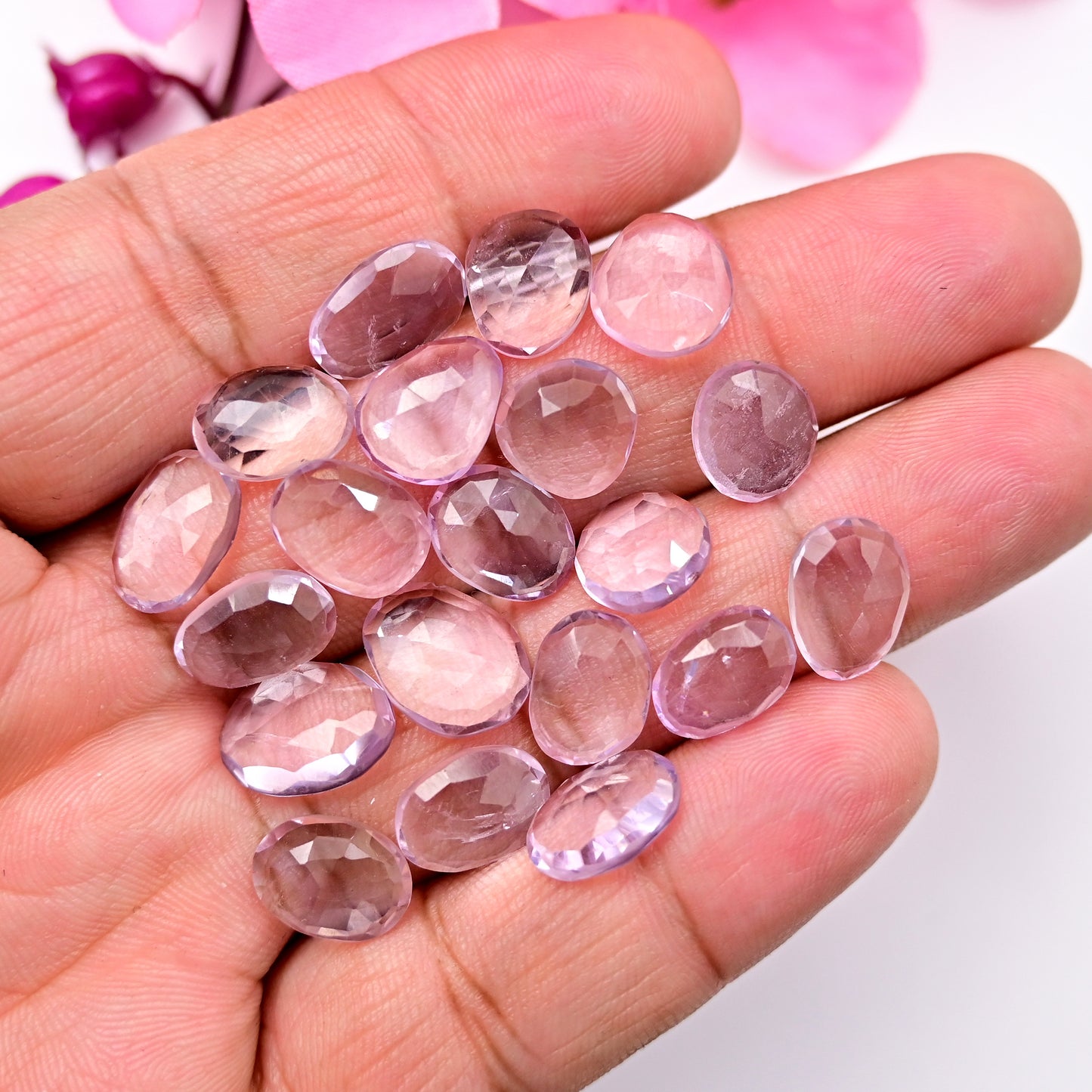 60.50cts Lavender Quartz Rose Cut Freeform Shape 10x14mm, 9x12mm AA Grade Gemstone -Total 20 PCS