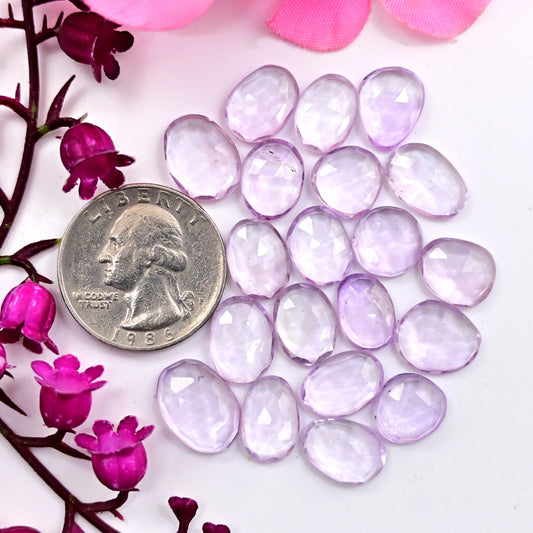 60.50cts Lavender Quartz Rose Cut Freeform Shape 10x14mm, 9x12mm AA Grade Gemstone -Total 20 PCS