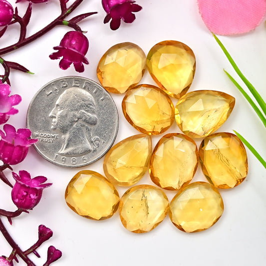 57.50cts Citrine Rose Cut Cabochon 12x16mm - 12x14mm Mix Shape AA Grade Gemstone Parcel -Total 10 Pcs