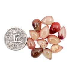 Andesine Labradorite Pear Gemstones | Smooth Cabochons For Jewelry Making - 12 Pieces Parcel