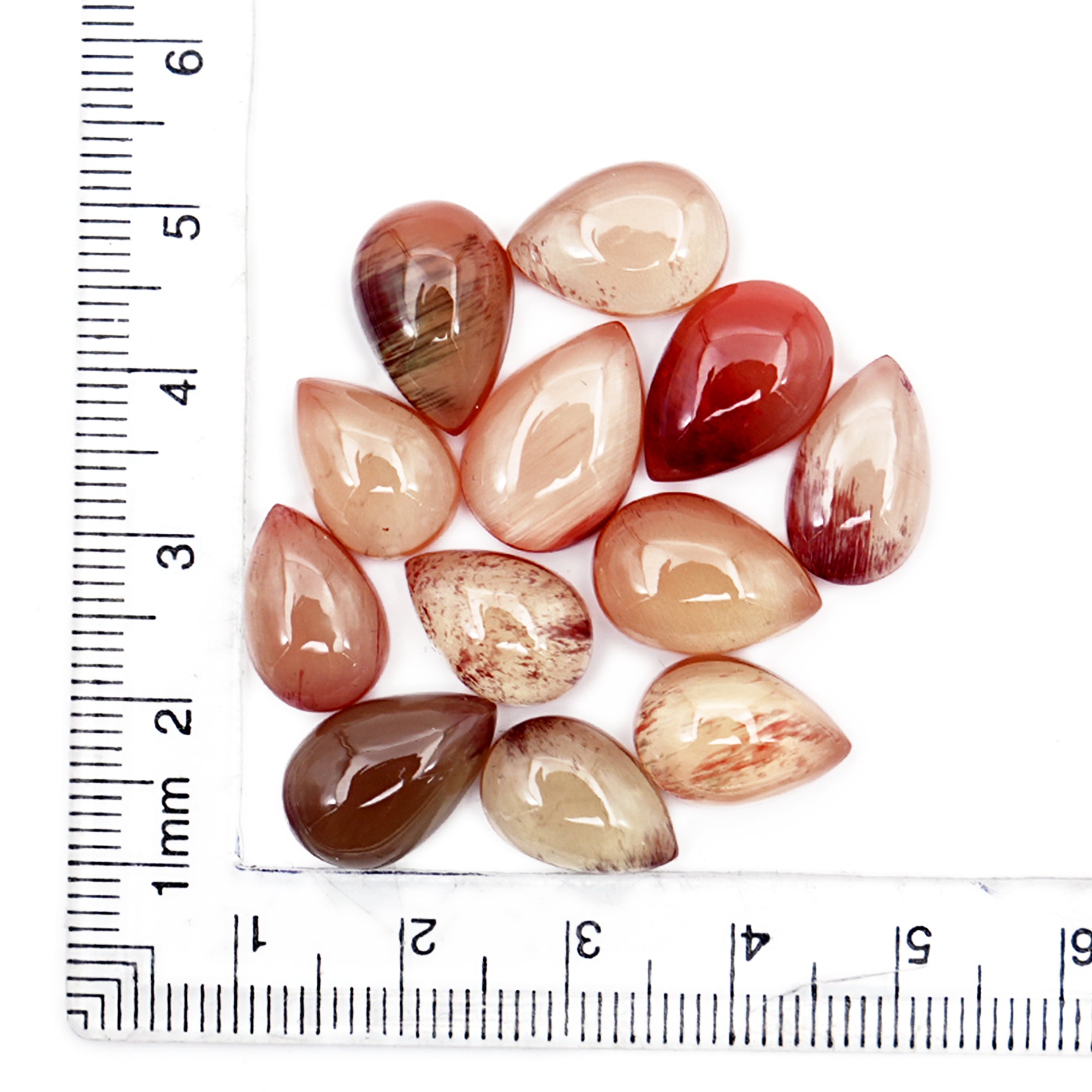 Andesine Labradorite Pear Gemstones | Smooth Cabochons For Jewelry Making - 12 Pieces Parcel