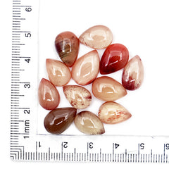 Andesine Labradorite Pear Gemstones | Smooth Cabochons For Jewelry Making - 12 Pieces Parcel