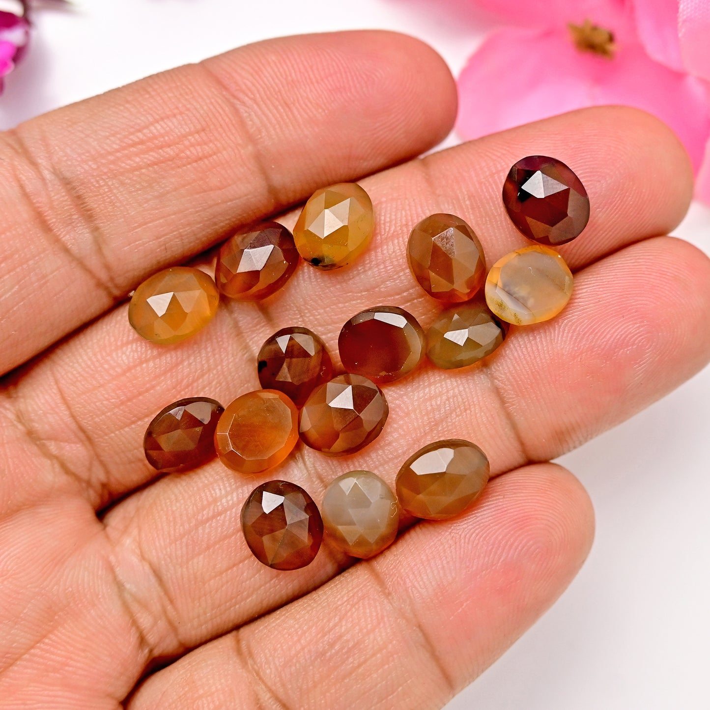 38.70cts. Montana Agate 8x10mm Rose Cut Oval Shape AA Grade Gemstone Parcel -Total 15 Pcs