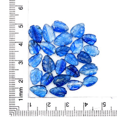Blue Kyanite Carved Leaf Shaped Cabochons | Handcrafted Flashy Gemstones for Jewelry - 25 pieces