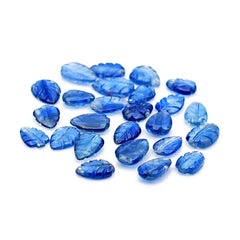 Blue Kyanite Carved Leaf Shaped Cabochons | Handcrafted Flashy Gemstones for Jewelry - 25 pieces