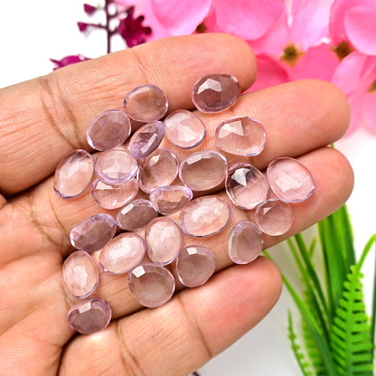 59.80cts Lavender Quartz Rose Cut Mix Shape 8x11mm - 9x12mm AA Grade Gemstone -Total 25 PCS