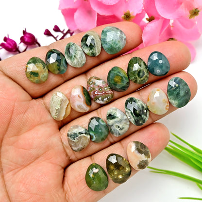 72carats Ocean Jasper Freeform Shape Rosecut 10x14mm - 9x13mm AA Grade Gemstone Parcel - Total 20 Pcs