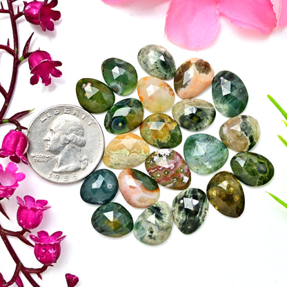 72carats Ocean Jasper Freeform Shape Rosecut 10x14mm - 9x13mm AA Grade Gemstone Parcel - Total 20 Pcs