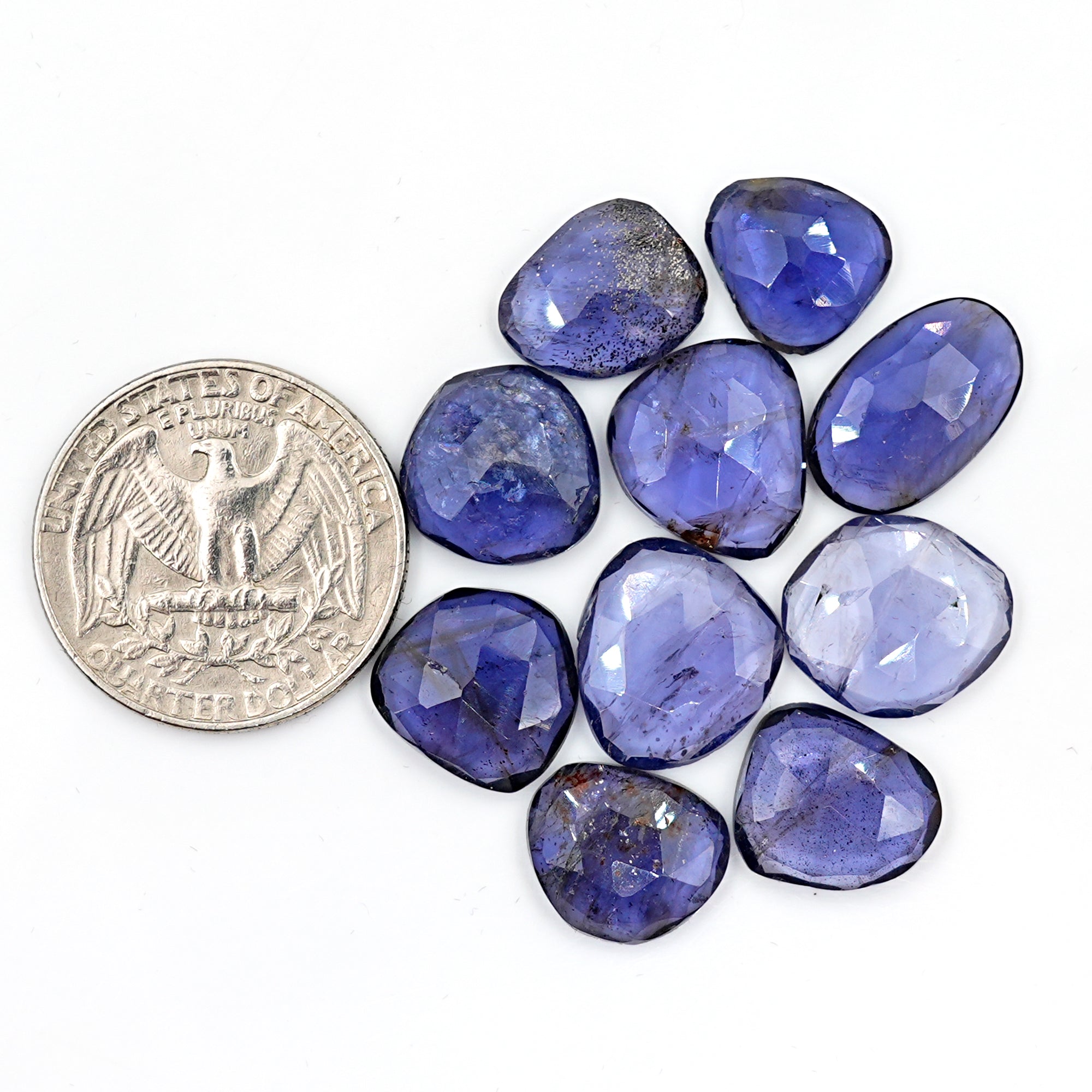 Iolite Rosecut Cabochons | Freeform Indigo Blue Gemstones For Jewelry