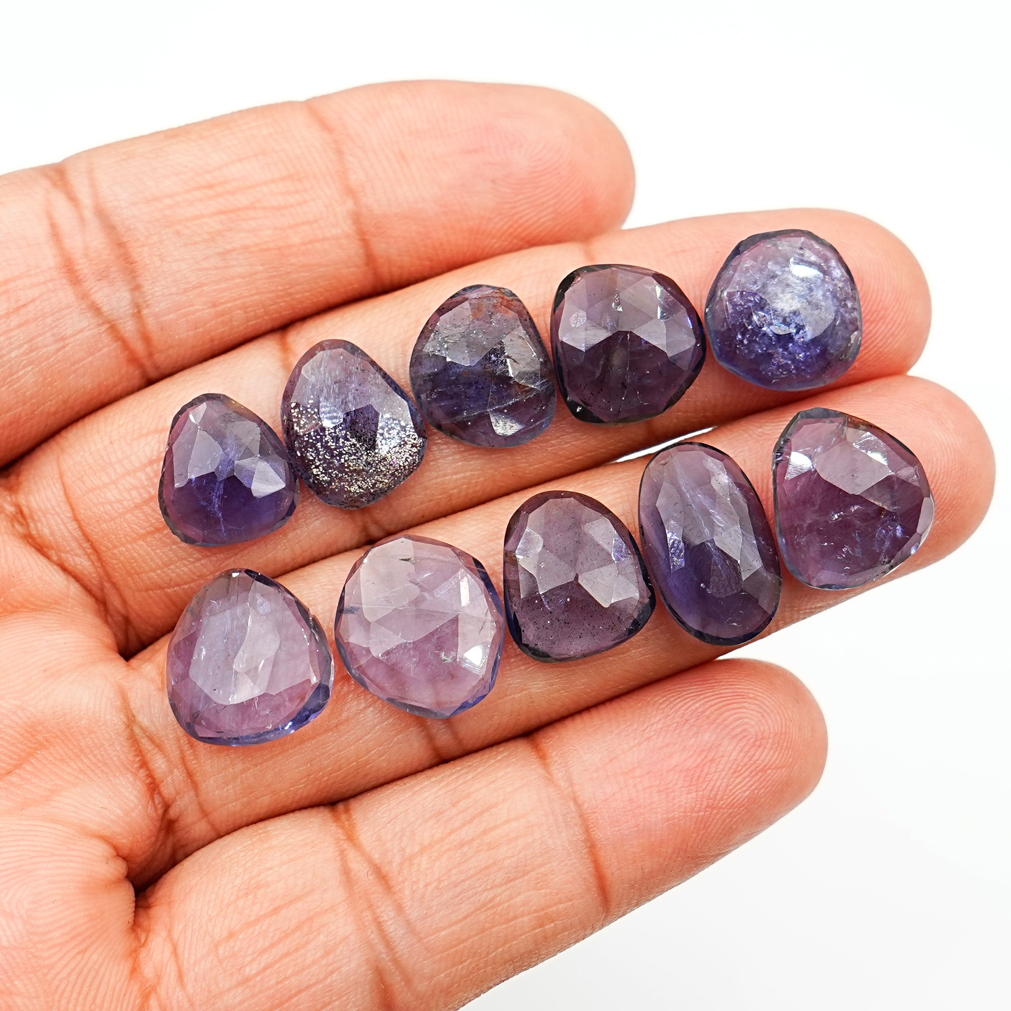 Iolite Rosecut Cabochons | Freeform Indigo Blue Gemstones For Jewelry