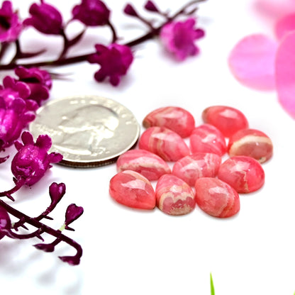 44.30cts Rhodochrosite Rosecut Freeform Shape 8x12mm - 10x10mm AA Grade Loose Gemstone - Total 11 Pcs