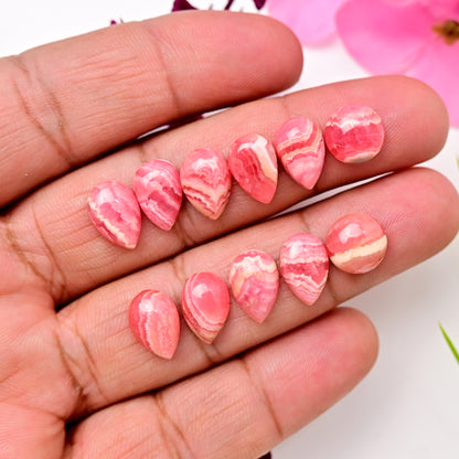 44.30cts Rhodochrosite Rosecut Freeform Shape 8x12mm - 10x10mm AA Grade Loose Gemstone - Total 11 Pcs