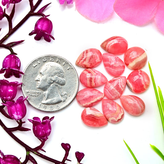 44.30cts Rhodochrosite Rosecut Freeform Shape 8x12mm - 10x10mm AA Grade Loose Gemstone - Total 11 Pcs