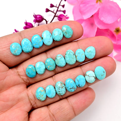 32.50cts Kingman Turquoise Smooth Cabochons Oval shape 8x12mm - 7x10mm AA Grade Loose Gemstone - Total 20 pcs