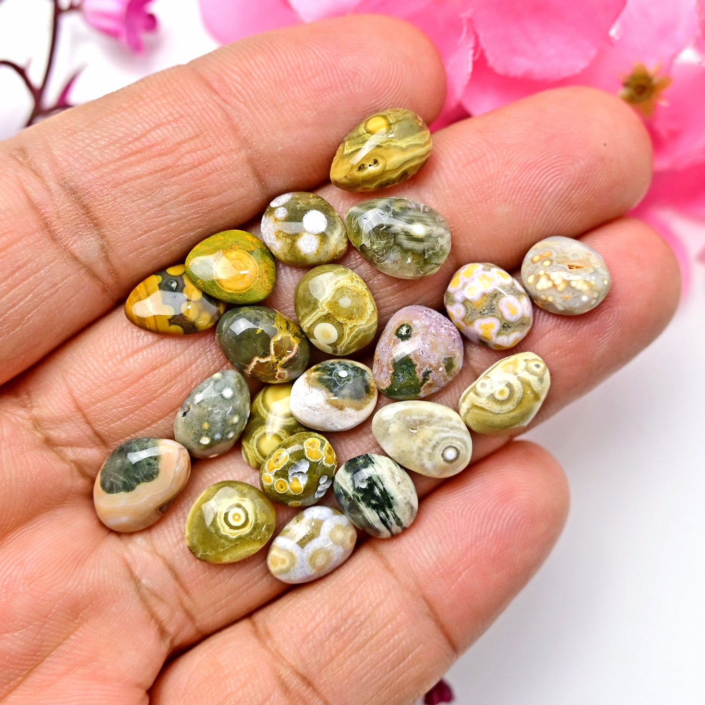 49.60carats Ocean Jasper Mix Shape Rosecut 9x12mm - 8x10mm AA Grade Gemstone Parcel - Total 20 Pcs