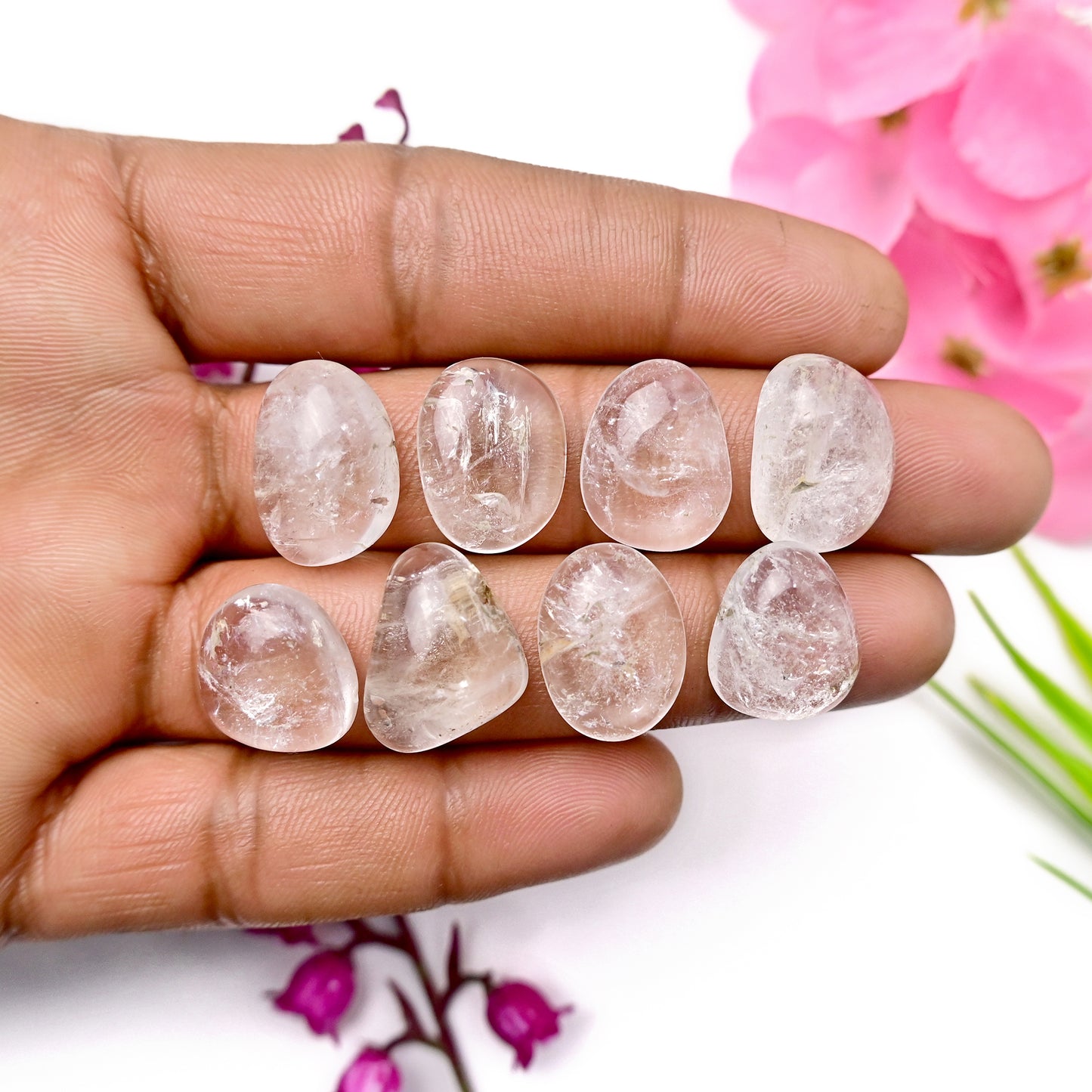 80cts Herkimer Diamond Quartz Freeform Shape Cabochon 12x17mm - 13x18mm AA Grade Gemstone Parcel - Total 8 Pcs