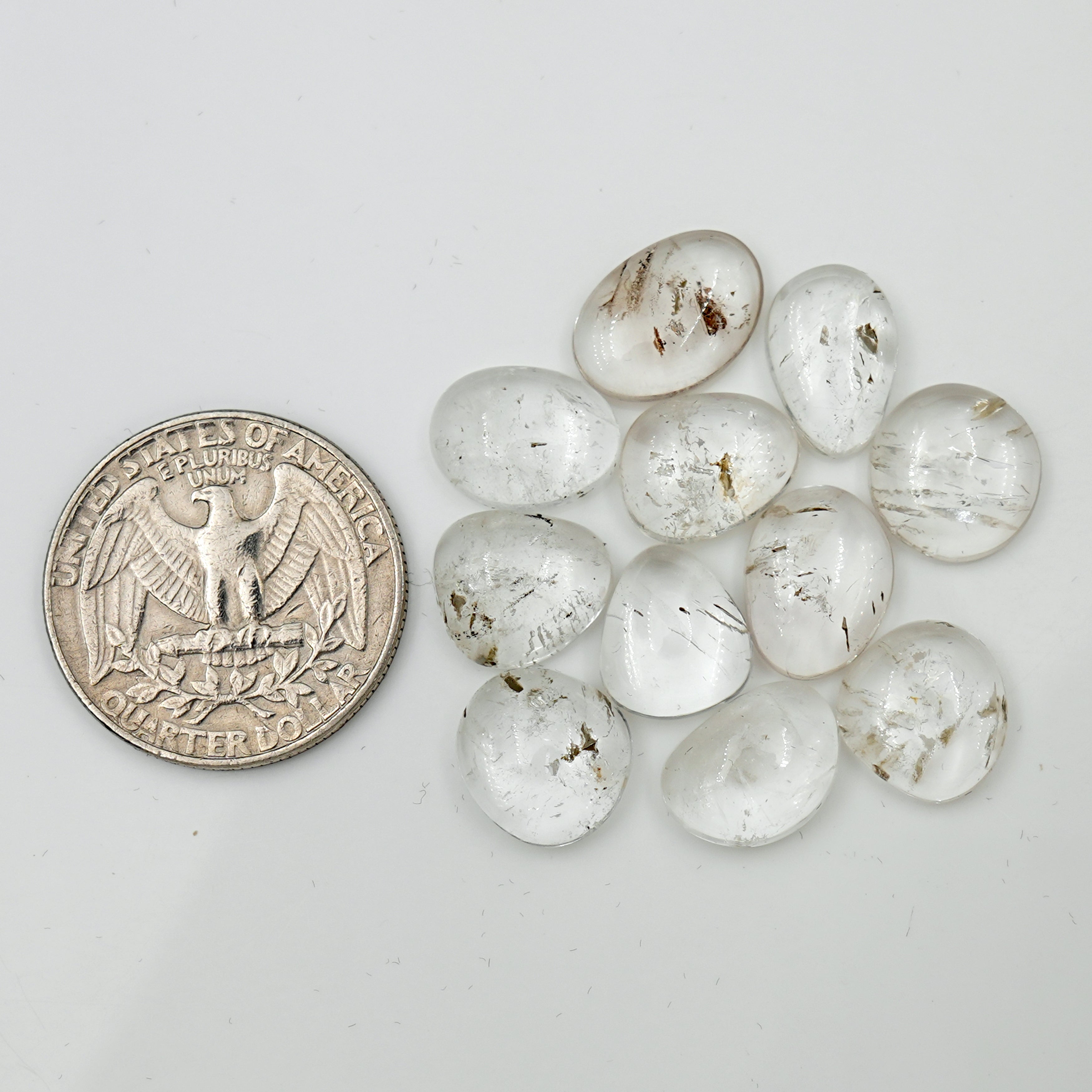 Raw Herkimer Diamond Freeform Cabochons | Natural Clarity & Crystal Fire - 11 Pieces